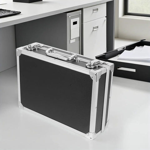 Grab And Go Portable Aluminum Tool Box With Latch System Ultra Lightweight Weather Resistant Hard Case in an office setting