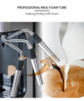 Italian 5 Bar Semi Automatic Espresso Machine Integrated Steam Wand Hot Water Spout for making frothy milk foam.