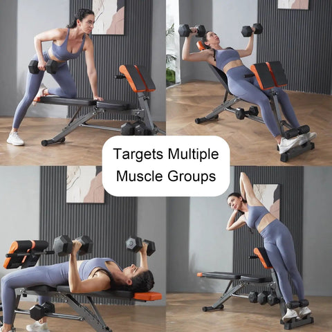 Heavy Duty 890Lbs Weight Bench With Over 100 Exercise Variations being used for strength training exercises.