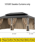 Ultimate Outdoor Gazebo Curtain Replacement 6 Panel Sidewalls 12 Ft By 20 Ft Waterproof Privacy Curtains With Zipper Fits Patio Canopy Garden And Backyard Built Tough UV Resistant Curtain Only