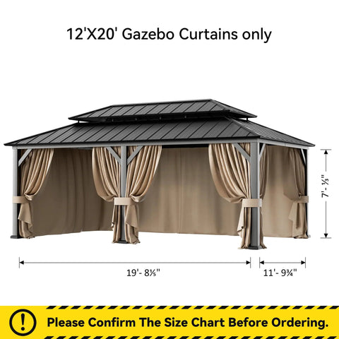 Ultimate Outdoor Gazebo Curtain Replacement 6 Panel Sidewalls 12 Ft By 20 Ft Waterproof Privacy Curtains With Zipper Fits Patio Canopy Garden And Backyard Built Tough UV Resistant Curtain Only