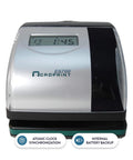 Electronic Time Clock Machine With Automatic Daylight Savings And Battery Backup, Hassle-Free Employee Punch Tracker For Small Business - front view.