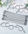 20 Pack 9 Inch Stainless Steel Wire Rope Lanyards With Rubber Coated Braided Cable Locks, laid out on a flat surface