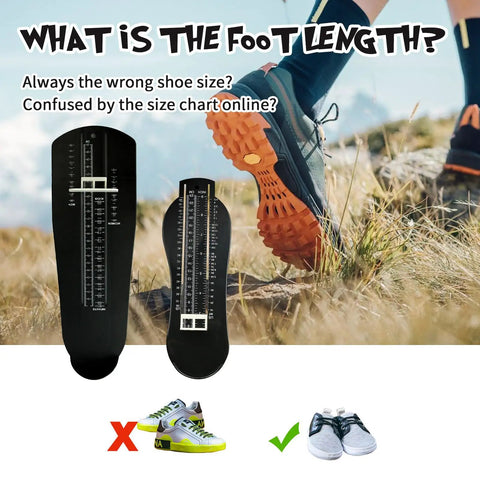 Dope Foot Size Gauge For Realistic Shoe Sizing, Easy To Use Foot Measurement Device, Portable ABS Plastic Ruler, Lightweight Foot Length Tool For Sneakers Boots And Dress Shoes. Black foot length ruler for measuring shoe size