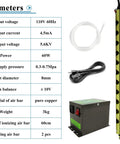 Anti Static Ionizing Bar With Copper Air Bar And 110V High Voltage Generator 60cm Long Pro Grade Stainless Steel Ion Needles Replaceable Tips Industrial Static Elimination For Electronics Manufacturing, parameters sheet