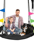 48 Inch Saucer Swing for Backyard Fun, Big Family Size Holds Up to 900 Lb, Adjustable Hanging Straps, Fits 3 to 4 Kids or Adults