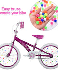 216 Piece Bicycle Spoke Beads Kit With Assorted Color Plastic Clip Beads For Wheel Decoration on purple bike with white wheels.