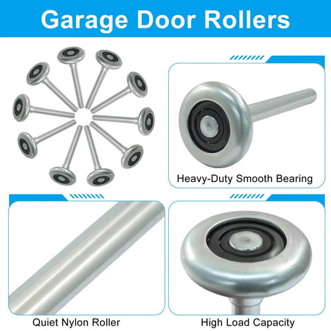 Two Pack 1.8 Inch Steel Garage Door Rollers For 2 Inch Tracks, Heavy Duty Roller Wheels With Precision Bearings visible