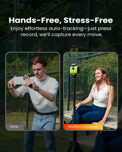 Person using Chameleon AI Auto Sports Action Camera, 4K 60FPS Real Time Player Tracking for Soccer and Basketball, Lava Graphite Finish