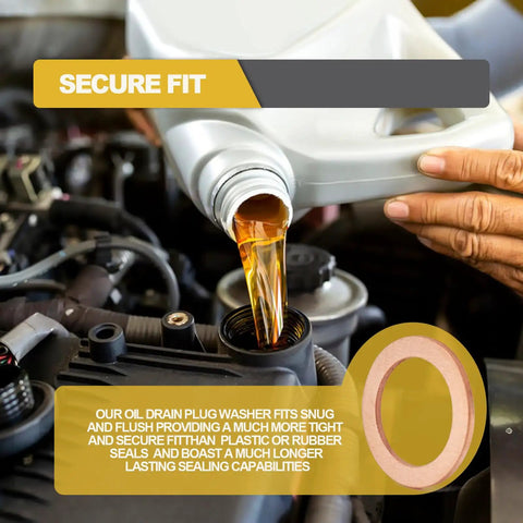 Pouring engine oil with 15 Pcs 14Mm Copper Oil Drain Plug Gasket Set For Mercedes Replacement Oil Crush Washer OEM 007603014106