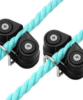 Two Pack Cam Cleat Set With Wire Flaired Leading Ring, 316 Stainless Steel, Fits 3mm To 15mm Rope, Quick Rope Threading For Sailboats