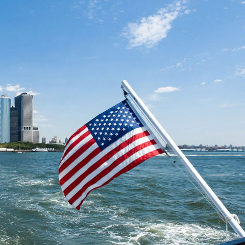 12x18 Inches Embroidered American Boat Flag Double Sided For Outdoors Nylon Flag With Brass Grommets And Four Stitching Rows