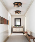 Black Flush Mount Ceiling Light Industrial Vintage Metal Cage Fixture Close To Ceiling For Kitchen Hallway Bedroom Farmhouse Modern Style