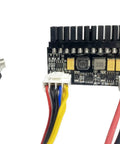 150 Watt Mini ITX ATX Power Supply With 24 Pin DC Input Plug And Play Car And Motorcycle Ready ATX Adapter Board 12V DC Input Short Circuit Protected Compact Low Profile Power Solution For ITX Mainboards And Crypto Mining. close-up of mini-ITX power adapter board with 24-pin connector and wired plugs