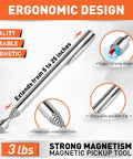 HORUSDY 4-piece stainless steel magnetic pickup tool set with telescoping rods and pocket clip