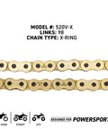 Drive Sprocket Chain Combo For Yamaha Raptor 350 And 350SE Front 13 Tooth Rear 38 Tooth 520V X Ring 98 Links kit image