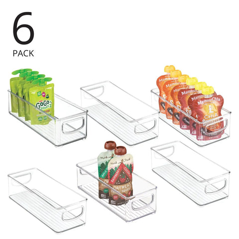 Stackable Plastic Food Storage Bins For Kitchen Pantry Cabinet Refrigerator And Freezer With Easy Grab Handles Drawer Organizer