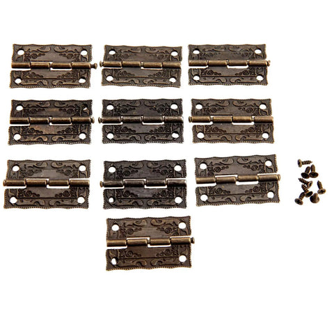 Antique Bronze Box Hinges Set, 10 Iron 36x23mm Decorative Hinges For Jewelry Boxes, Gift Boxes, with screws included