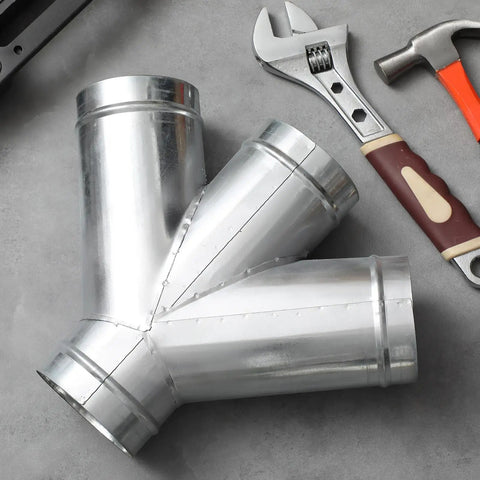 4 Inch W Shaped Dust Collection Fitting Heavy Duty Galvanized Steel 4 Way Duct Splitter Vent Connector with tools