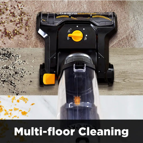 Eureka PowerSpeed Upright Vacuum Cleaner For Carpet And Hard Floors Pet Turbo Black Yellow Lightweight Powerful Deep Clean Multi Surfaced With Five Height Adjustments Extra Large Dust Cup Easy Use Portable
