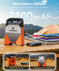 Zephyr S3 Cordless Tire Inflator Portable Air Compressor With 160 PSI Max One Minute Fast Inflation, orange, on wooden table