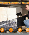 Heavy Duty Black Stretch Wrap 15 X 1000 Ft with 60 Gauge Tough As Nails Shrink Film for Moving and Pallet Wraps being used to bundle boxes.