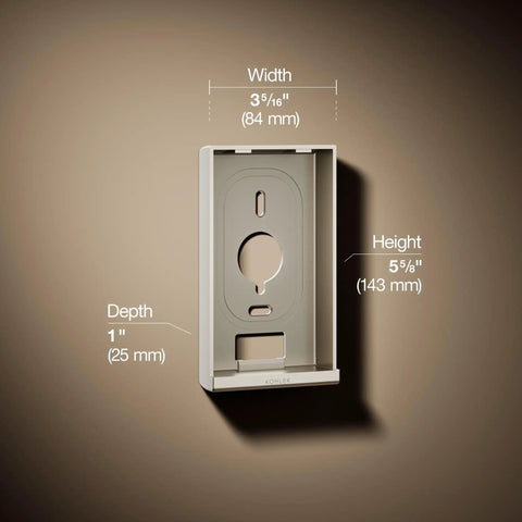 DTV Plus Interface Mounting Bracket For Surface Install In Vibrant Brushed Nickel Finish with dimensions