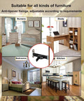 Heavy Duty Furniture Wall Anchors For Baby Proofing With Solid Anti Tip Grip, shown in nursery, study, bedrooms, and kitchen.
