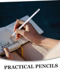 Person using a Carpenter Pencil Bulk 10 Pack Heavy Duty Construction Pencils White Marking For Woodworking Durable Easy Grip on notebook