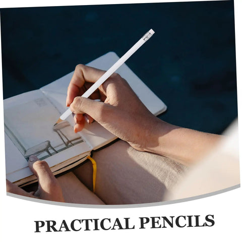 Person using a Carpenter Pencil Bulk 10 Pack Heavy Duty Construction Pencils White Marking For Woodworking Durable Easy Grip on notebook