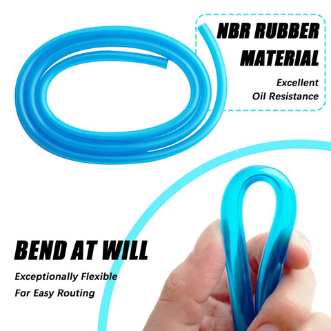 Heavy Duty Flexible Blue Motorcycle Fuel Line Hose 3.28 Feet With Kink Resistant Build And 4 Clamps For Smooth Fuel Flow Monitoring NBR rubber