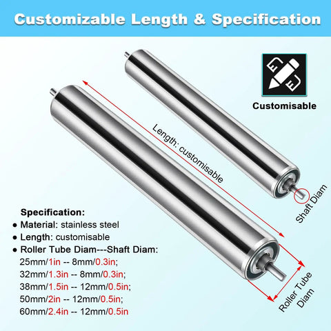 Pack Of Seven Flexible Conveyor Rollers Crafted From Galvanized Steel Tube provide a sweet smooth glide and minimal drag.