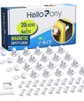 Box of One Minute Magnetic Child Safety Locks For Cabinets And Drawers 20 Locks Plus 4 Keys No Drill Adhesive Peel And Stick Easy Peasy Install.