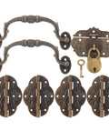Jewelry Box Hardware Kit With Handle Hinges And Latch For DIYers Working On Wooden Boxes And Cabinets Antique Style Decorative Hardware
