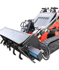 Mini Skid Steer Loader With Rotary Plow Tiller Attachment 1800lbs Capacity For Small Jobs On Farms Gardens Parks And Public Spaces