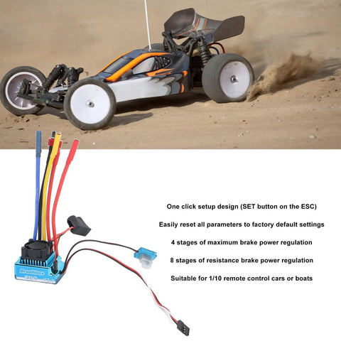 Eighty Amp Waterproof Brushless Electronic Speed Controller for One Tenth Scale RC Cars and Boats, pro grade aluminum