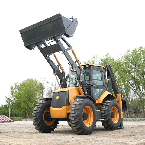 Towable Backhoe Loader With Front End Loader And Excavator Capabilities For Remote Job Sites Farm And Construction Environments