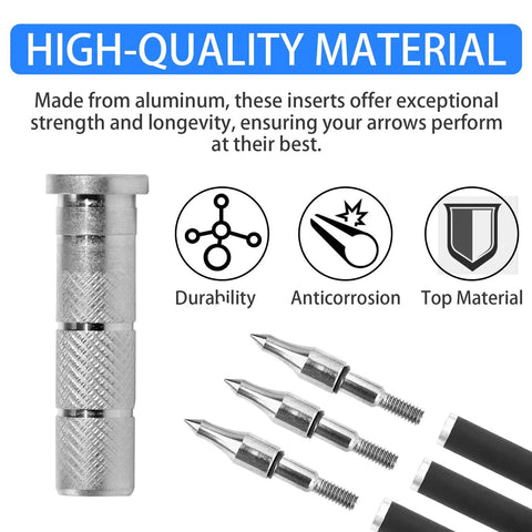 24 Pack Aluminum Arrow Inserts For Carbon Shafts .244 Inch / 6.20mm, showing durability and anti-corrosion features