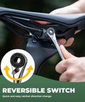 Using Portable Bike Repair Tool Kit With Reversible Ratcheting Driver And 8 Interchangeable Bits on bicycle seat