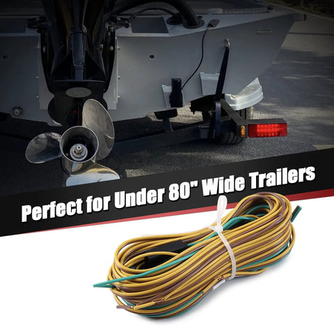 25 Ft Trailer Wiring Harness Extension Kit With 4 Way Flat Plug 5 Wire Male And 4 Wire Female Connectors shown with boat trailer