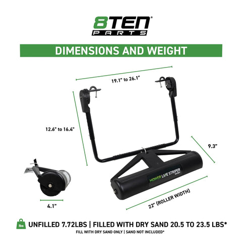 Fillable Lawn Striper Kit For 20-22 Inch Push And Walk Behind Mowers With Easy Install Mounting A Killer Striping Roller System
