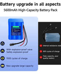 12V 5600mAh Lithium Battery With Charger And Bare Leads for DIY Projects shown with features and specs.