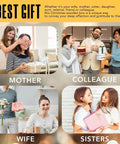 Gift collage with four images showing different relationships: mother, colleague, wife, and sisters, with people exchanging presents.