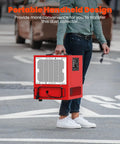 Person carrying Tabletop Dust Collector For Woodworking, Portable Double Sided Air Filtration System With Built In Ionizer And Timer