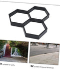 DIY Hexagon Cement Floor Mold For Garden Paths And Patios Reusable Paving Mold for walkways, black plastic, hexagonal shape.