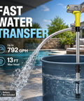 Cordless Stick Water Transfer Pump Roams Free Without Power Cords And Sniffs Out Standing Water Fast in use draining water from a bucket.