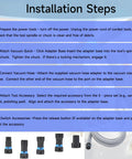 Installation steps for 16 Foot Universal Dust Collection Hose For Home And Shop Vacuum Systems Includes 6 Pro-Grade Adapters