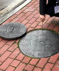 Manhole Cover And Frame Made From PE Plastic With Handle, heavy duty, on brick pavement for yard driveway
