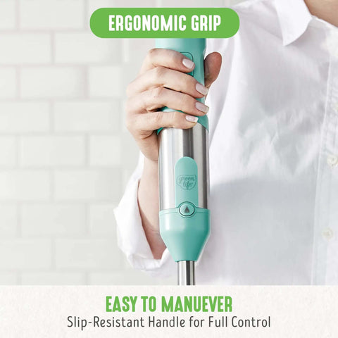 No Sweat 500 Watt Immersion Hand Blender With Knockout Stainless Steel Blades And Whisk Attachment Multi Speed Control Corded Stick Mixer For Breezy Smoothie Blends And Creamy Soup Puree Portable Turquoise ergonomic grip for easy blending