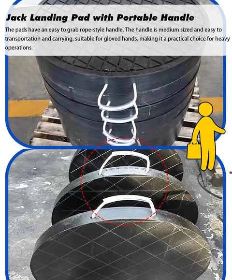 Heavy Duty Polyethylene Outrigger Pads For Cranes And Trailers, No Sweat Setup With Comfort Grip Handle, Round RV Leveling Blocks, Rock Solid 35 Ton Capacity On Uneven Ground